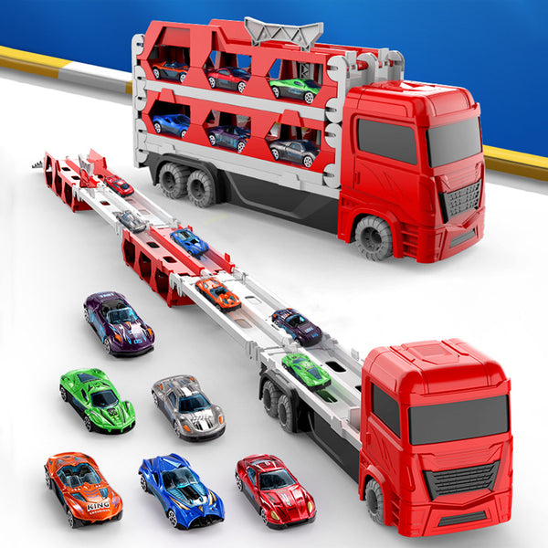 Race Track and Die-Cast Transport Truck Toys for Kids_4
