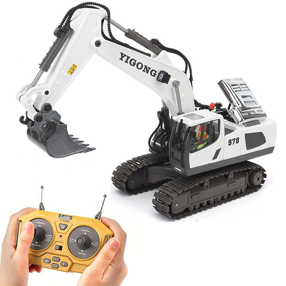 RC digger toy comparable to Precision RC Mighty Machinery and ConstructPro Remote Control toys. - Alloy Remote Control Excavator Simulation Electric Engineering Vehicle_1