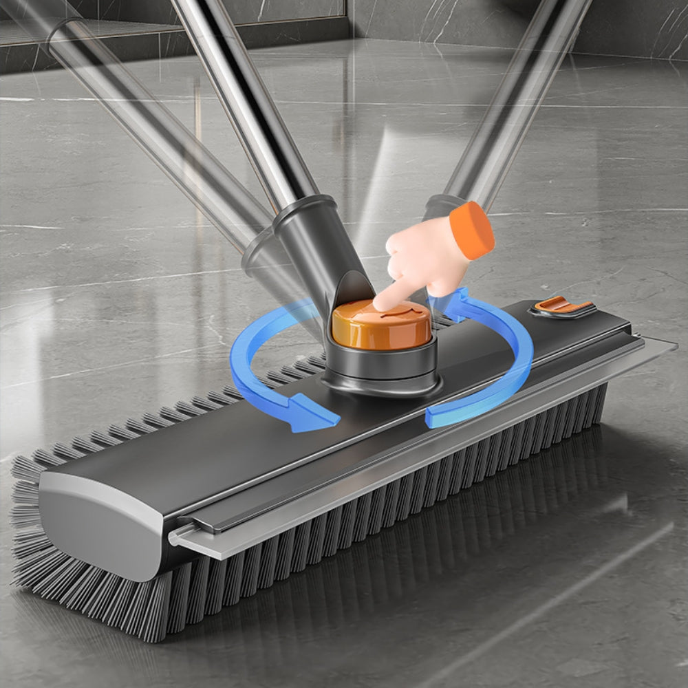3-in-1 Rotating Floor Scrub Brush and Squeegee with Long Handle