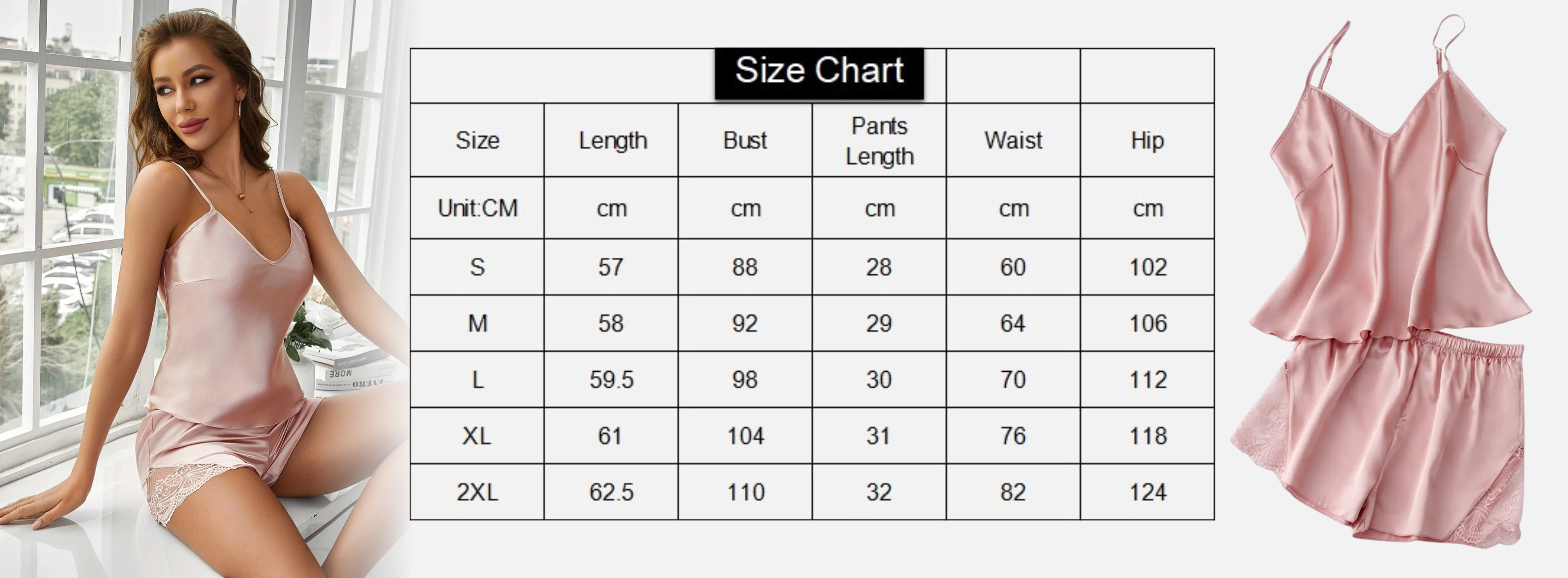 Lace-Trimmed Satin Sleepwear Set