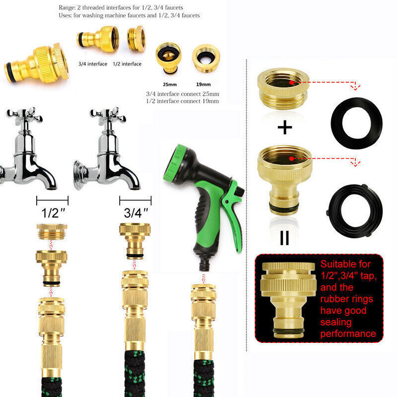 Expandable Knot Free Garden Hose 25/50/75/100ft in legnth