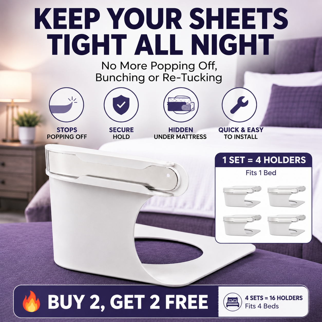 UltraGrip™ Bedsheet Holder Set