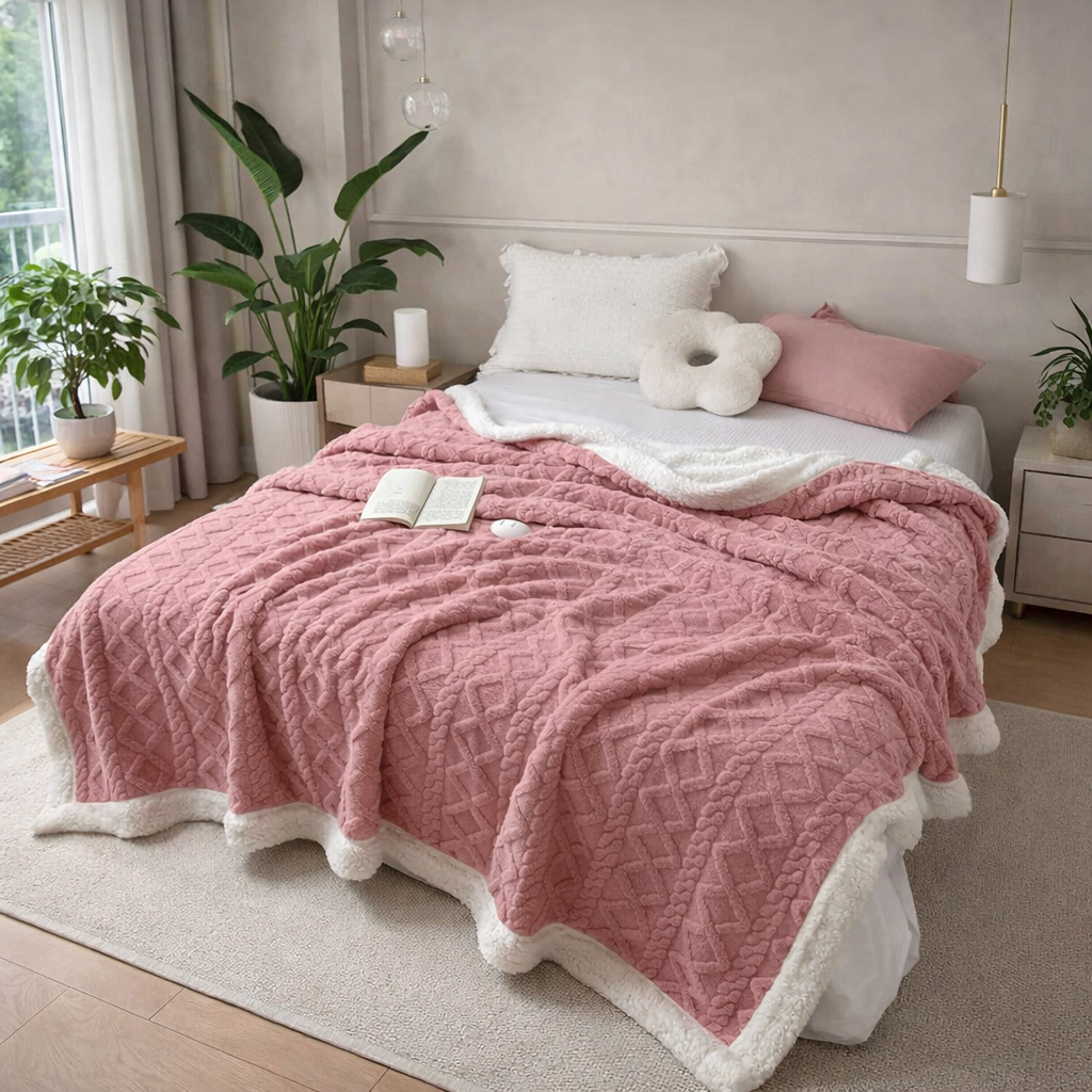 Cleaned Room with Pink Blanket 